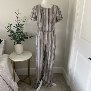 Anthropologie Harlyn striped jumpsuit XS linen cotton